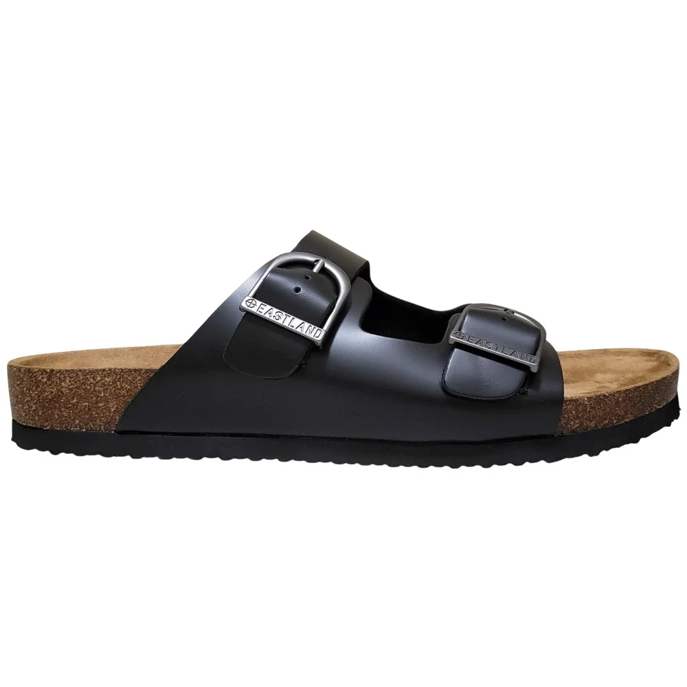 Eastland Men Cambridge Slip On Footbed Sandals Size US 10M Black Leather